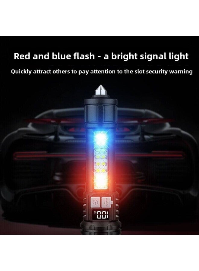 Hot-selling Multi-function Upgrade Cutter Safety Hammer Hook Strong Light Charging Digital Warning Zoom Flashlight-Color:Sj004-3 (window Breaking Hammer + Safety Belt Cutter)  - Image 3