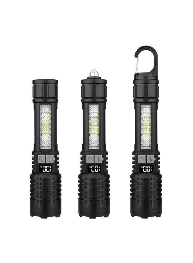 Hot-selling Multi-function Upgrade Cutter Safety Hammer Hook Strong Light Charging Digital Warning Zoom Flashlight-Color:Sj004-3 (window Breaking Hammer + Safety Belt Cutter)  - Image 5