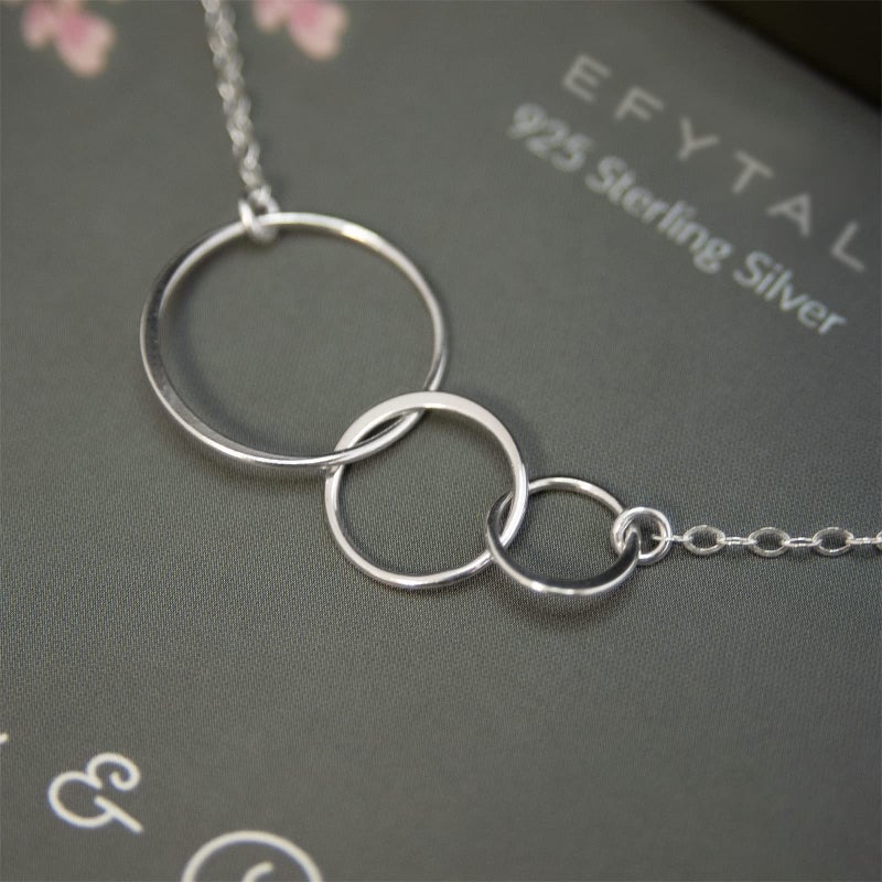 EFYTAL Mom Necklace for Women, Sterling Silver 3 Circle Pendant, Mothers Necklace, Mom Jewelry, Mothers Day Jewelry Gifts - Image 2