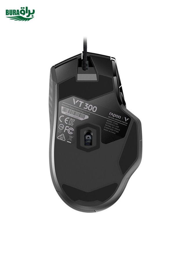 BURAQ Rapoo VT300 6200 DPI 10 Programmable Buttons RGB Lighting System Gaming Wired Mouse(Black)  - Image 3