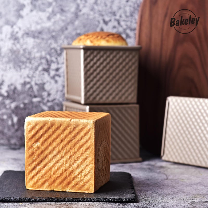 Bakeley Mini Pullman Loaf Pan With Lid  0.55Lb Non-Stick Rectangle Flat Toast Box For Oven Baking (Champagne Gold) - Image 5