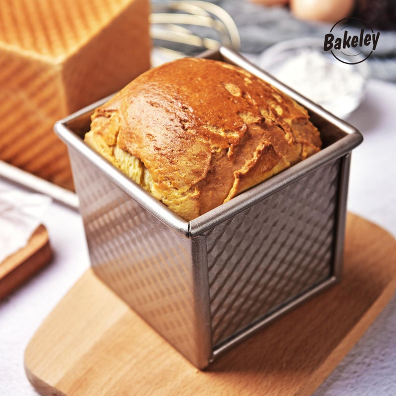 Bakeley Mini Pullman Loaf Pan With Lid  0.55Lb Non-Stick Rectangle Flat Toast Box For Oven Baking (Champagne Gold) - Image 4