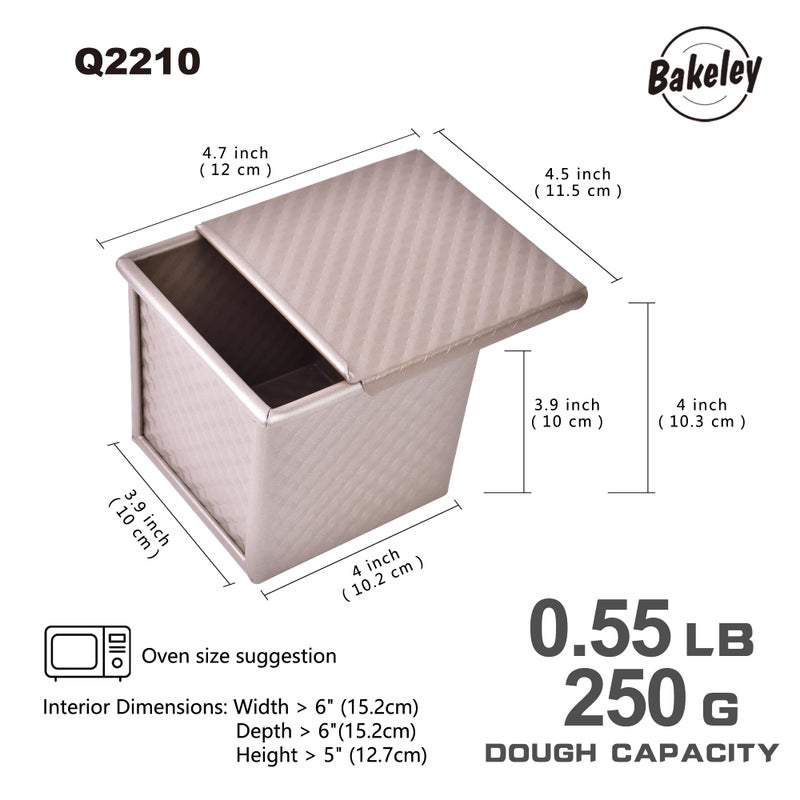Bakeley Mini Pullman Loaf Pan With Lid  0.55Lb Non-Stick Rectangle Flat Toast Box For Oven Baking (Champagne Gold) - Image 2