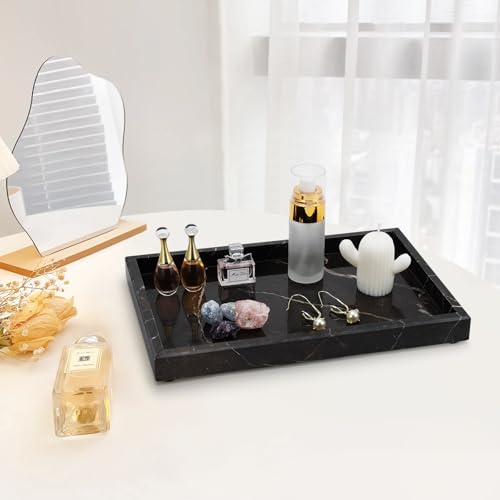 MULWR Brown Marble TrayPure Natural Vanity TrayMarble Tray for Kitchen Counter NonCeramicNonResinStone Trays 12 x 8 inch - Image 3