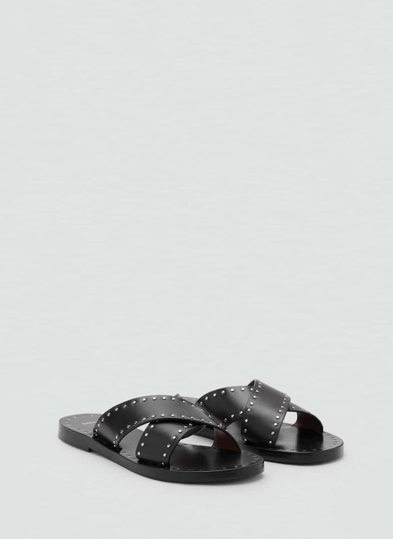 MANGO Studded Leather Sandals  - Image 2