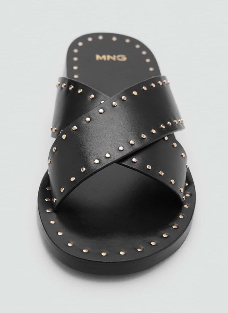 MANGO Studded Leather Sandals  - Image 4