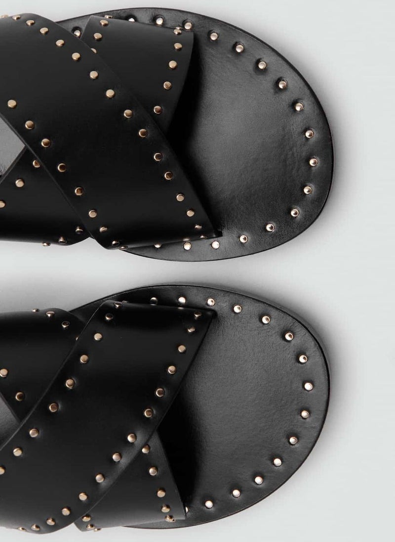 MANGO Studded Leather Sandals  - Image 5