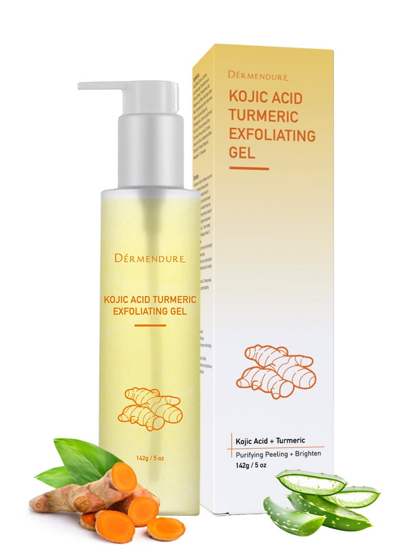 Dermendure Turmeric Kojic Acid Body Exfoliating Gel Peel Shot – Face and Body Scrub, Dead Skin Remover for Underarms, Inner Thighs & Knees, Brightening & Dark Spot Corrector, 142g - Image 1