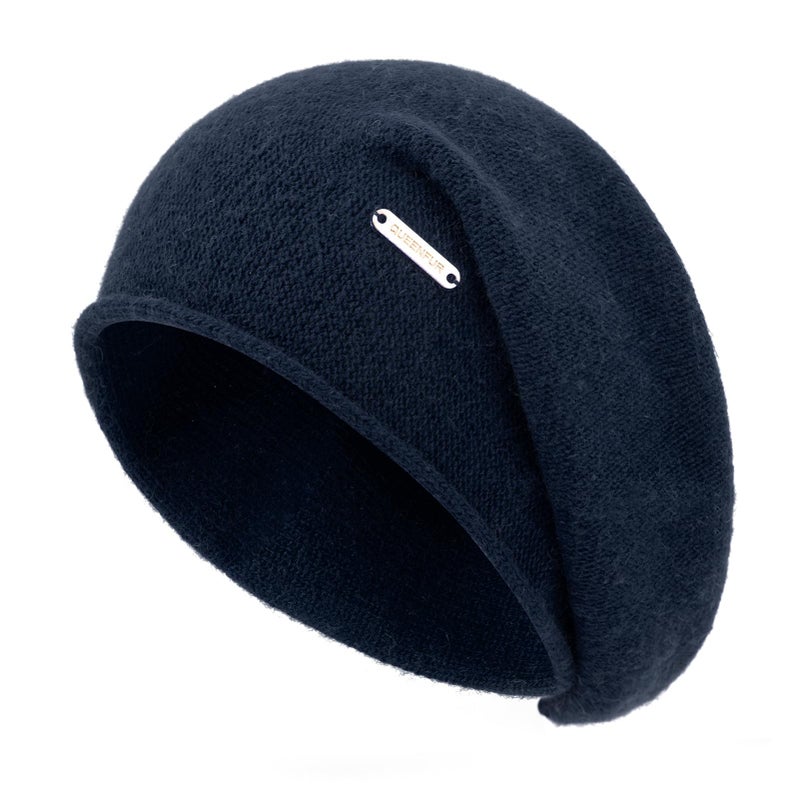 QUEENFUR Knit Slouchy Beanie Hats for Women Cashmere Ski Cap Knitted Wool Soft Warm Winter Hat (A18-Navy Blue) - Image 1
