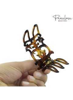Parcelona French Intricate Celluloid Small Shell Slide In Side Slider Hair Updo Claw For Fine Hair 