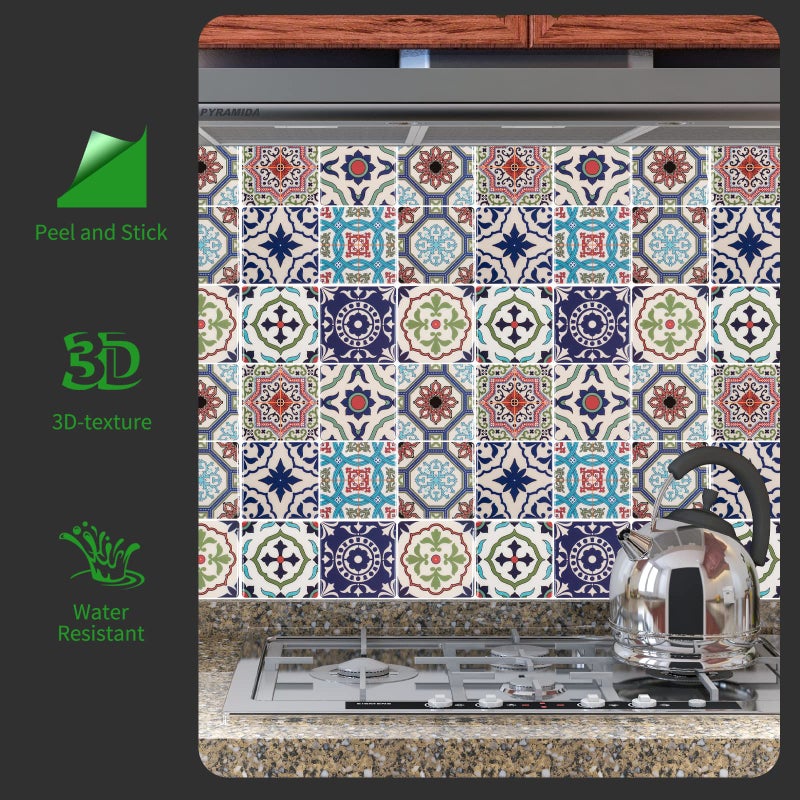 LONGKING Peel and Stick Backsplash Tile Stickers, Pistachio and Blue Tile for Kitchen, Stick on Wall Tiles (10 Sheets) - Image 2