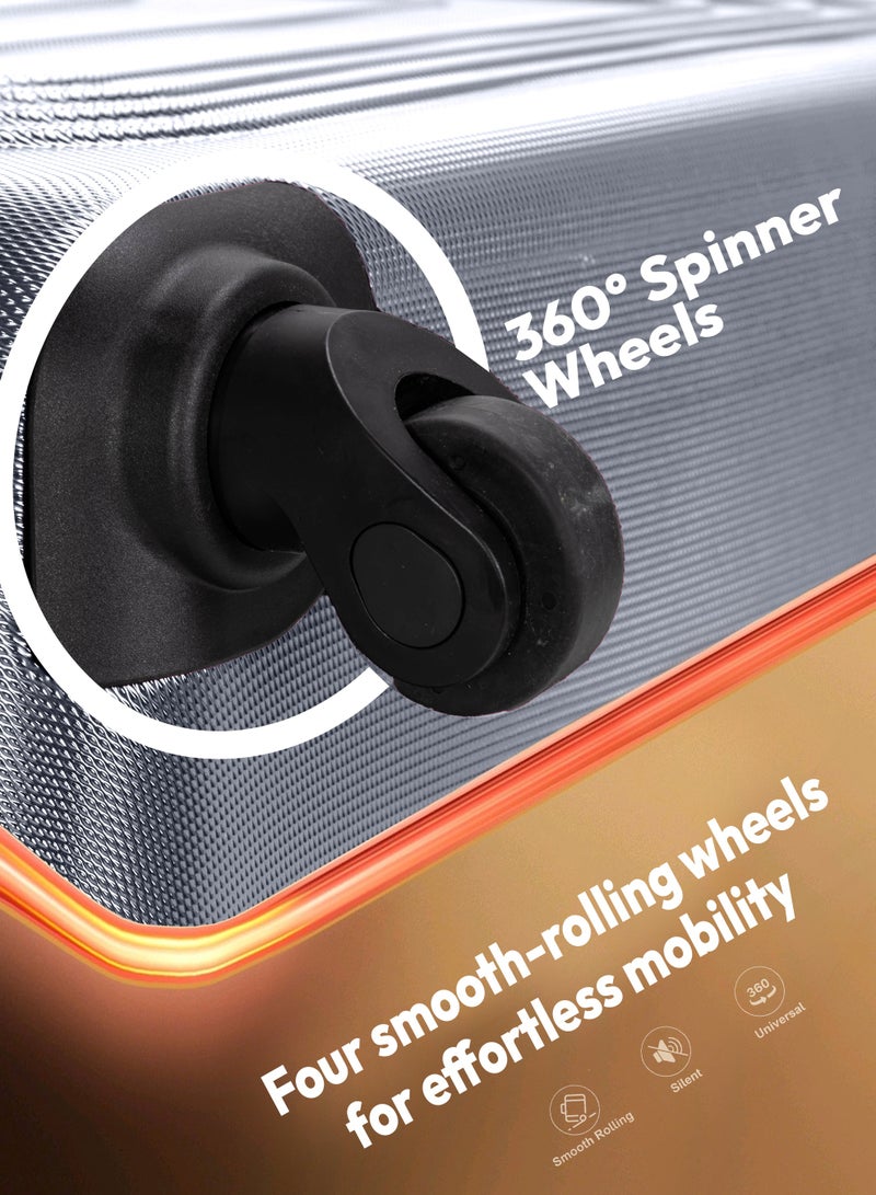 ستارجولد مجموعة أمتعة من 4 قطع، حقيبة سفر صلبة من مادة ABS مع سحاب قابل للتمدد، وعجلات دوارة 360 درجة، وقفل رقمي، وحقيبة سفر خفيفة الوزن بعجلات - Image 3