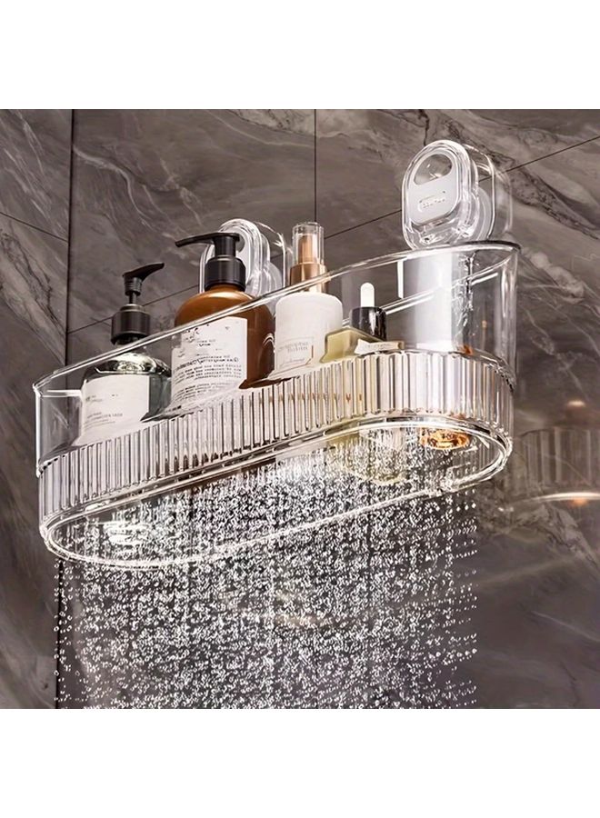 Transparent 3 Tier Plastic Wall Mounted Suction Cup Storage Rack Bathroom Organizer - Image 5