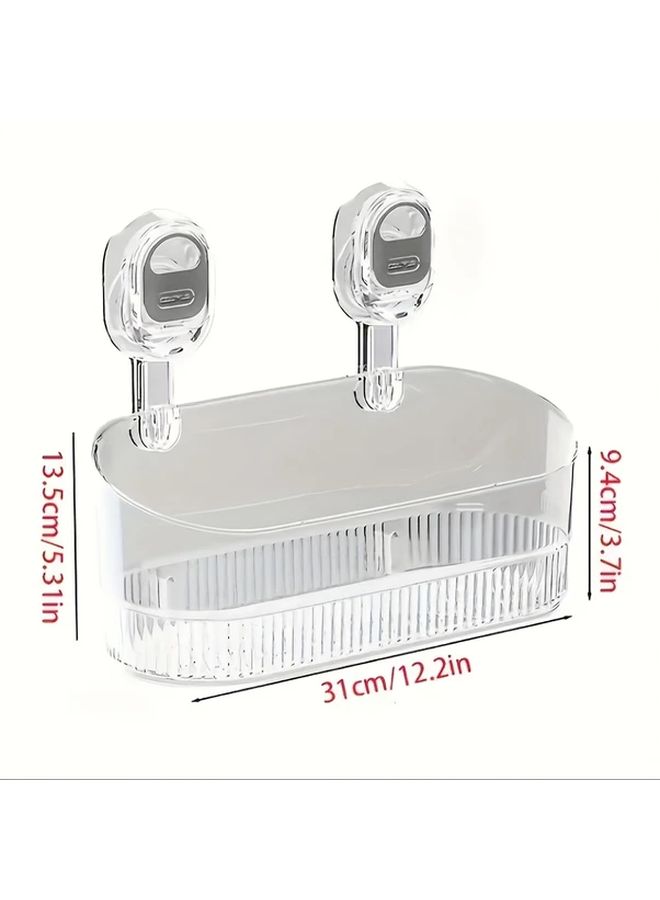 Transparent 3 Tier Plastic Wall Mounted Suction Cup Storage Rack Bathroom Organizer - Image 2