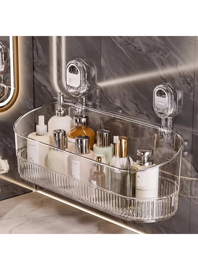 Transparent 3 Tier Plastic Wall Mounted Suction Cup Storage Rack Bathroom Organizer - Image 3