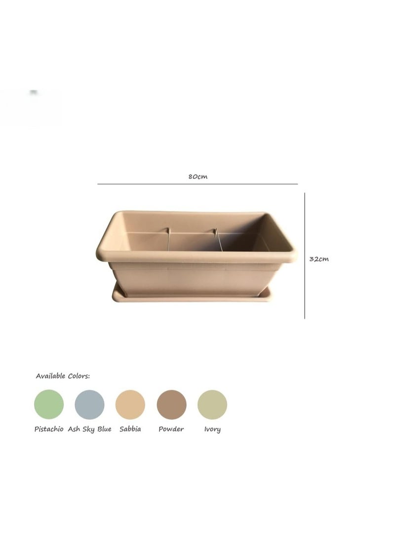 Idel Large Rectangular Raised Garden Planter Box 80x37x32 cm – 60L Plastic Pot for Outdoor Plants, Flowers, Herbs & Vegetables – Durable Container for Balcony, Patio, Terrace by Idel - Image 4