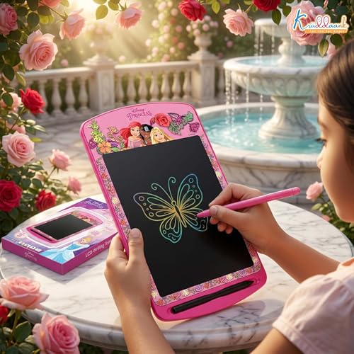 Kriiddaank Princess 10.5 Inch LCD Writing Tablet for Kids, Electronic Drawing Pad & Doodle Board, Reusable Travel Slate for Girls, Educational Birthday Gift for 3 4 5 6 7 8 9 10 Year Olds, Pink - Image 4