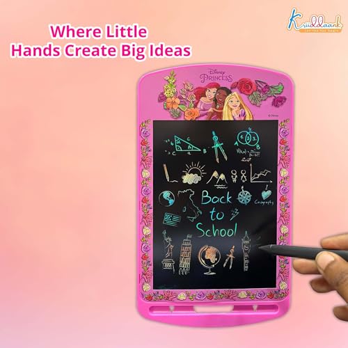 Kriiddaank Princess 10.5 Inch LCD Writing Tablet for Kids, Electronic Drawing Pad & Doodle Board, Reusable Travel Slate for Girls, Educational Birthday Gift for 3 4 5 6 7 8 9 10 Year Olds, Pink - Image 3