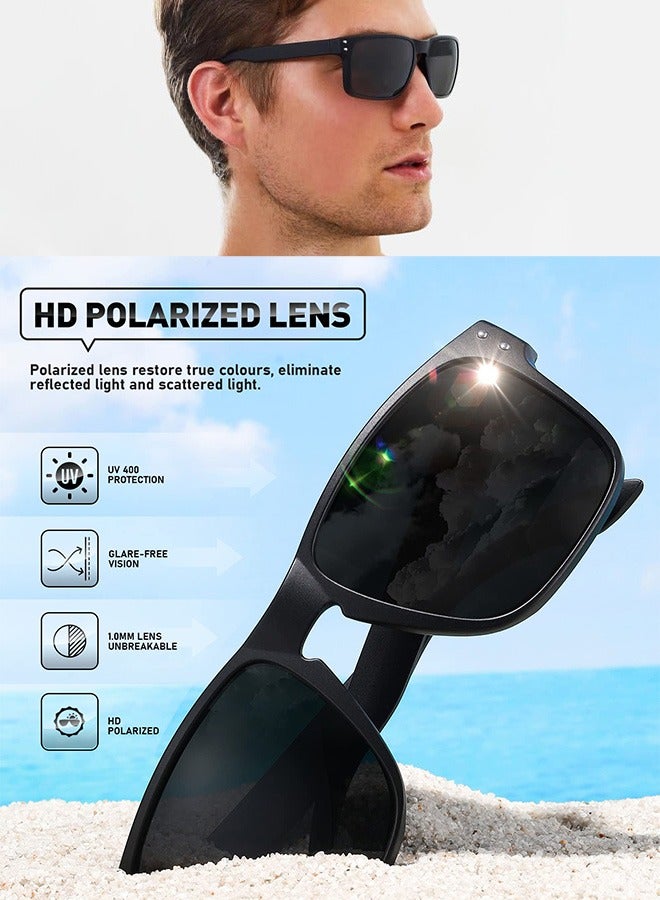 نظارات شمسية رجالية ونسائية بتصميم كلاسيكي وحماية من الأشعة فوق البنفسجية - نظارة النظارات الشمسية مربعة ريترو للرجال والنساء للقيادة والسفر واليوميات أسود