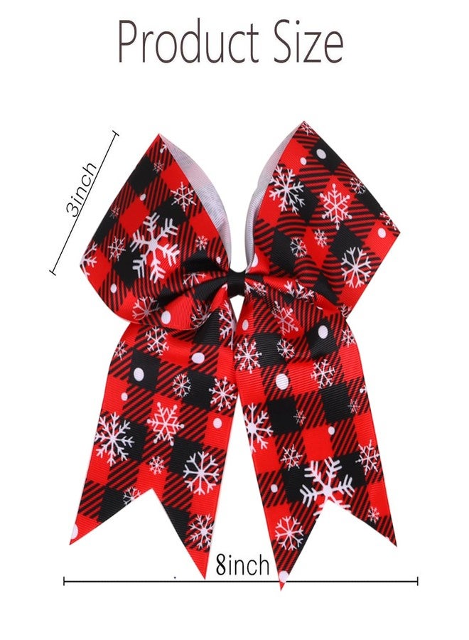 Hipcheer 4Pcs Christmas Cheer Hair Bows Hair Ties Glitter Red Green Large Ribbon Bowknot Christmas Ponytail Holder Cheerleader Hair Accessories for Women Xmas Birthday Sports Party Favor Gift (Red Black) - Image 5