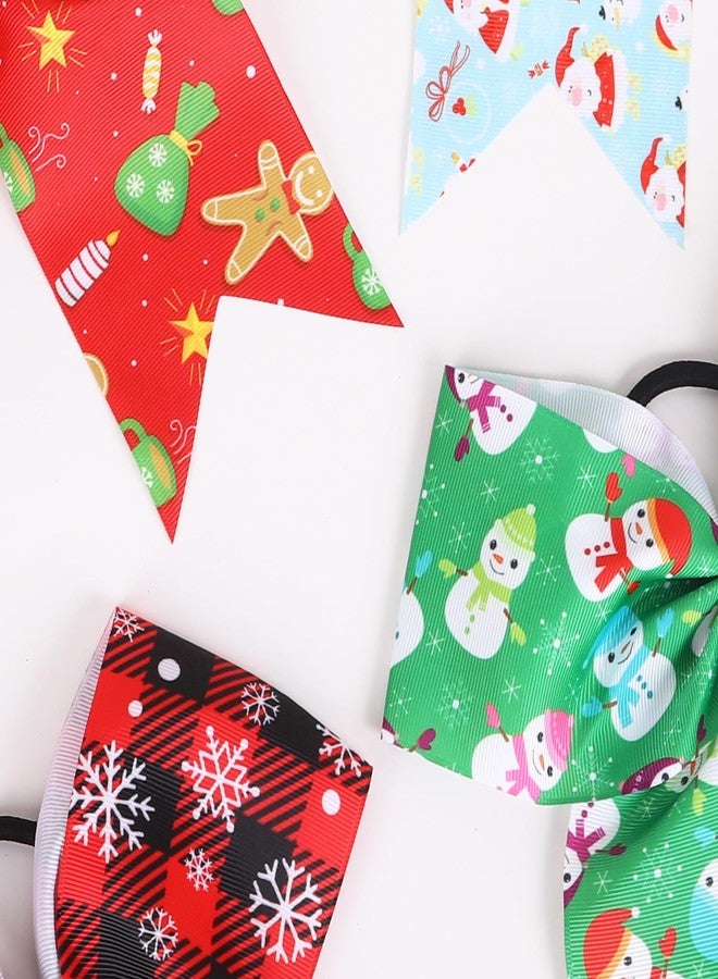 Hipcheer 4Pcs Christmas Cheer Hair Bows Hair Ties Glitter Red Green Large Ribbon Bowknot Christmas Ponytail Holder Cheerleader Hair Accessories for Women Xmas Birthday Sports Party Favor Gift (Red Black) - Image 3