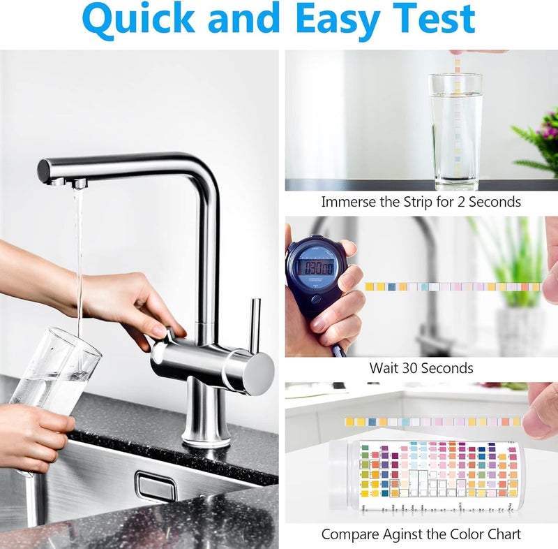 (100pieces)16 in 1 Drinking Water Quality Test Strips for Professional Home Water Quality Test Kit, Drinking Water, Pool, Swimming Pool, Industrial Water, Hospital Water and Spa Test Strips - Image 5