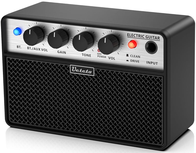 Ueteto 10W Mini Guitar Amp, Portable and Rechargeable Electric Guitar Practice Amplifier with Clean and Drive Channels - Image 1