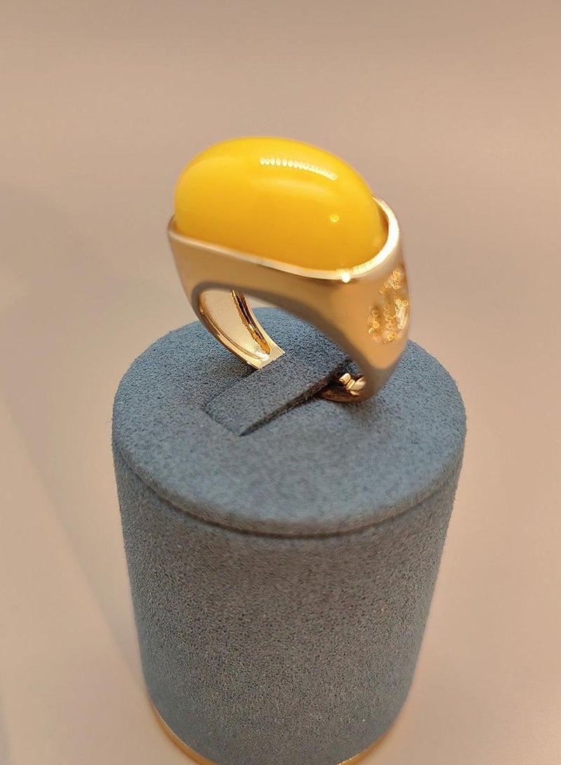 عام خاتم شمع العسل البيضاوي المصنوع من الذهب عيار 18 قيراط للرجال من النحاس البيضاوي - Image 3