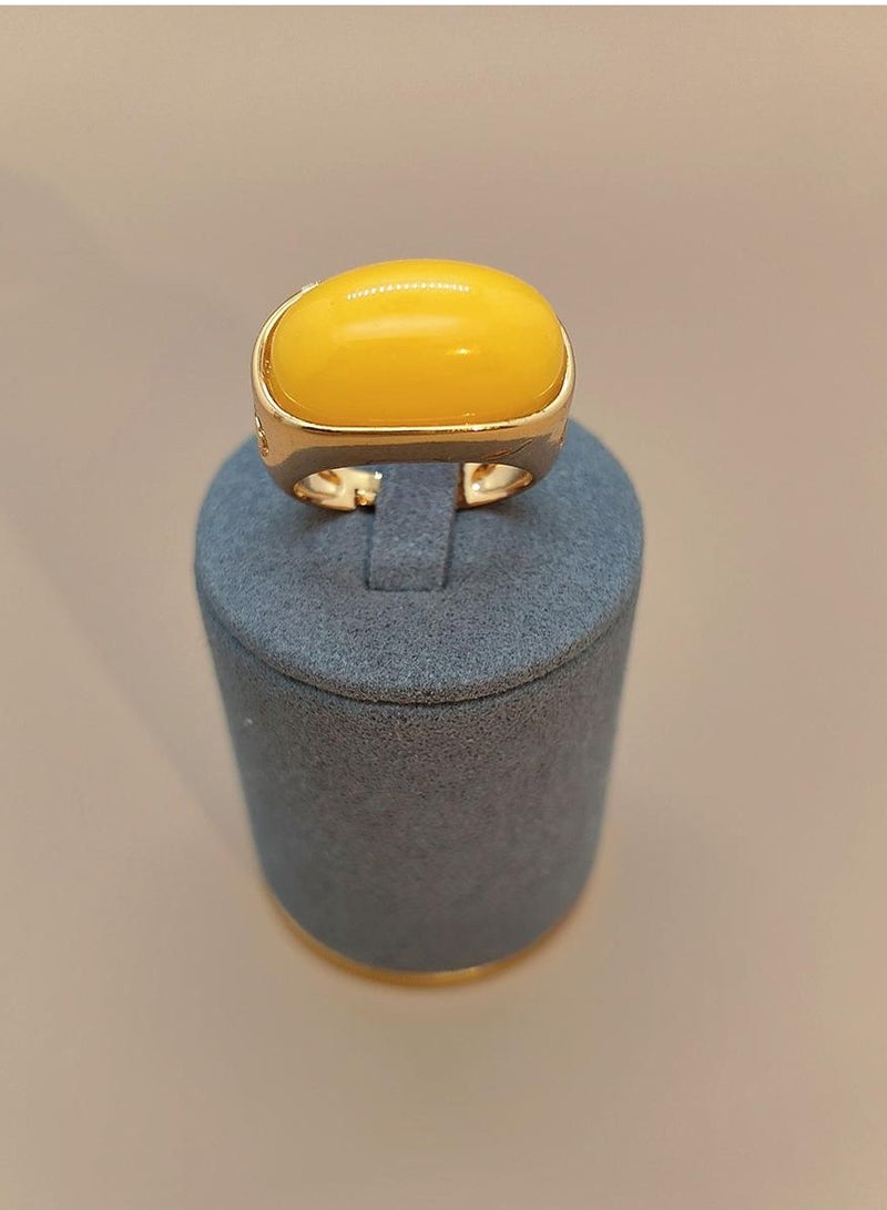 عام خاتم شمع العسل البيضاوي المصنوع من الذهب عيار 18 قيراط للرجال من النحاس البيضاوي - Image 1