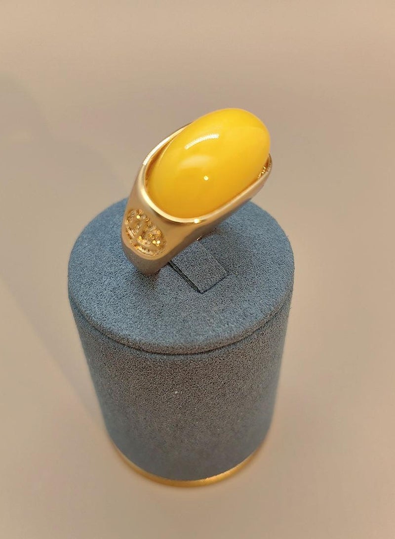 عام خاتم شمع العسل البيضاوي المصنوع من الذهب عيار 18 قيراط للرجال من النحاس البيضاوي - Image 2