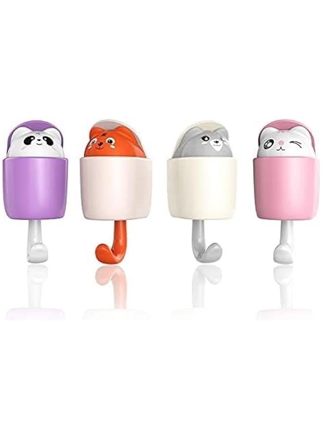 Cute Peek-A-Boo Hooks, Self Adhesive, Pop up Animal Decorative for Kids Boys Girls, for Key Coat Robe Towel, 4 Pack (Animals) - Image 2