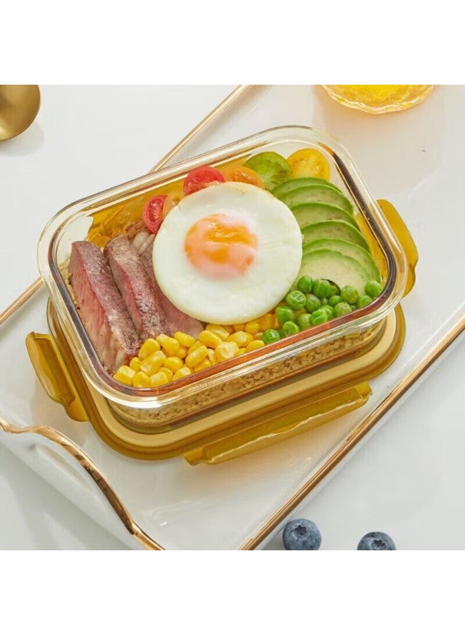 Visions Corning Amber-colored Food Storage Containers, Heat-resistant Glass Lunch Boxes, 3-piece Set, 600ml+700ml+980ml - Image 2