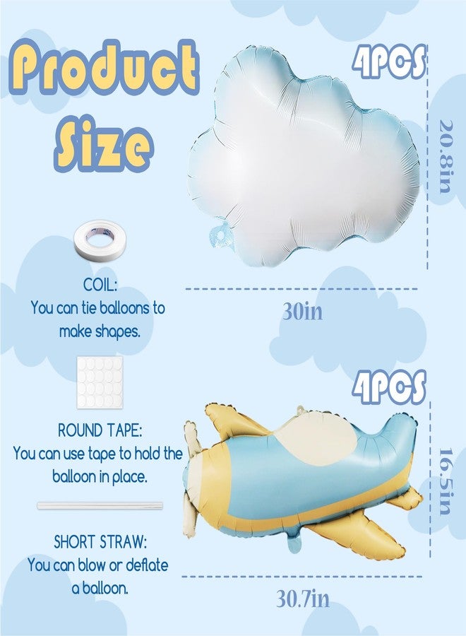 KHC-KHF Airplane-Balloons Cloud-Balloon 8PCS 31in Matte Airplane Foil Balloon 30in Cloud Balloons Birthday Party Baby Shower Wedding Graduation Travel Decoration - Image 3
