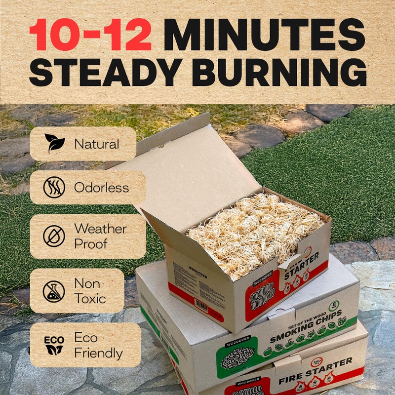 Woodover 150 pcs Large Fire Starters for Fireplace, Natural Fire Starter for Campfires, for Wood Stove, BBQ, Grill, Pizza Oven, Outdoor Fire Pit, Chimney Charcoal Starter - Image 3