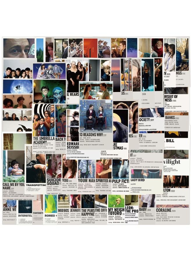 مجموعة ملصقات مقاومة للماء بتصميم أفلام كلاسيكية مكونة من 64 قطعة ، ملصق نوع الملصق الأدبي ، طباعة عالية الدقة بألوان رائعة ، مناسبة لأجهزة الكمبيوتر المحمول وأمتعة لوح التزلج DIY - Image 2