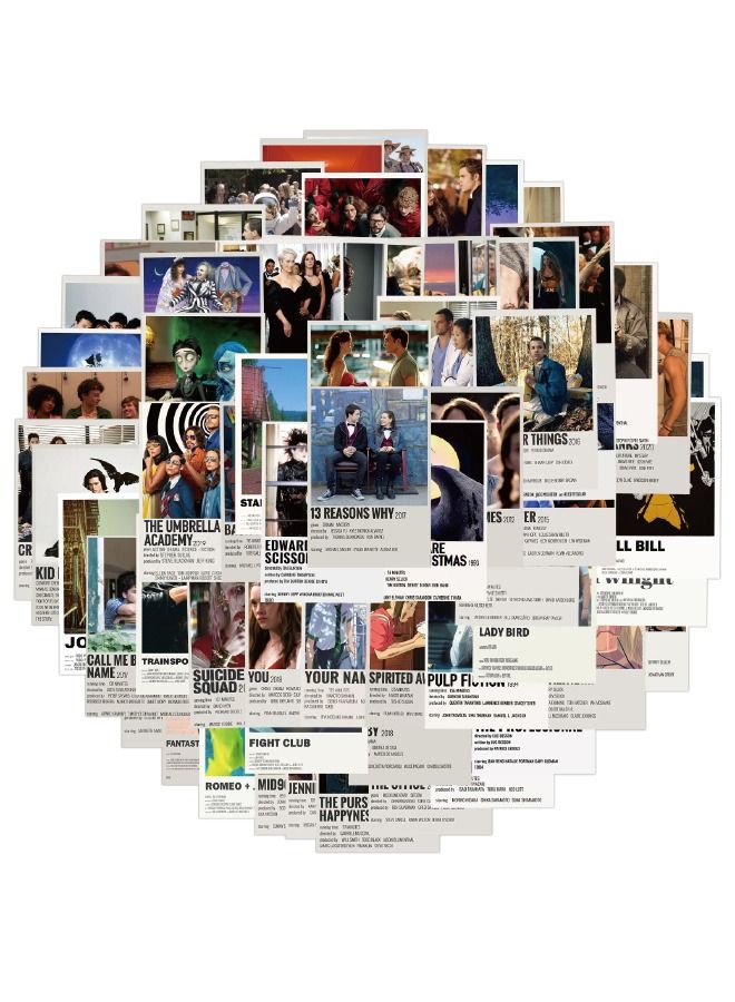 مجموعة ملصقات مقاومة للماء بتصميم أفلام كلاسيكية مكونة من 64 قطعة ، ملصق نوع الملصق الأدبي ، طباعة عالية الدقة بألوان رائعة ، مناسبة لأجهزة الكمبيوتر المحمول وأمتعة لوح التزلج DIY - Image 1