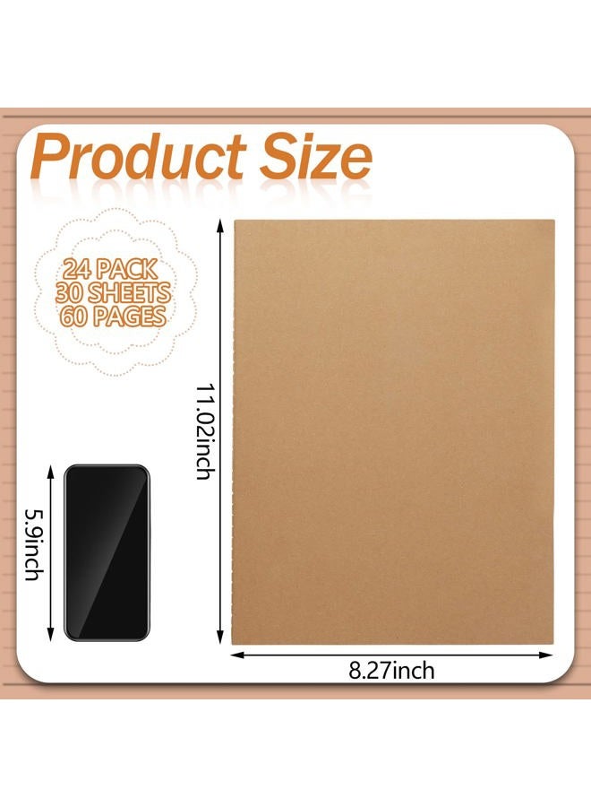 Lincia 24 Pack Kraft Notepads Bulk Thick Paper Notepad Set Kraft Brown cover 60 Pages Subject Journal Notebooks for Students Office School Notes Composition Writing Supplies, 8.27 x 11.22 inch(Lined) - Image 2