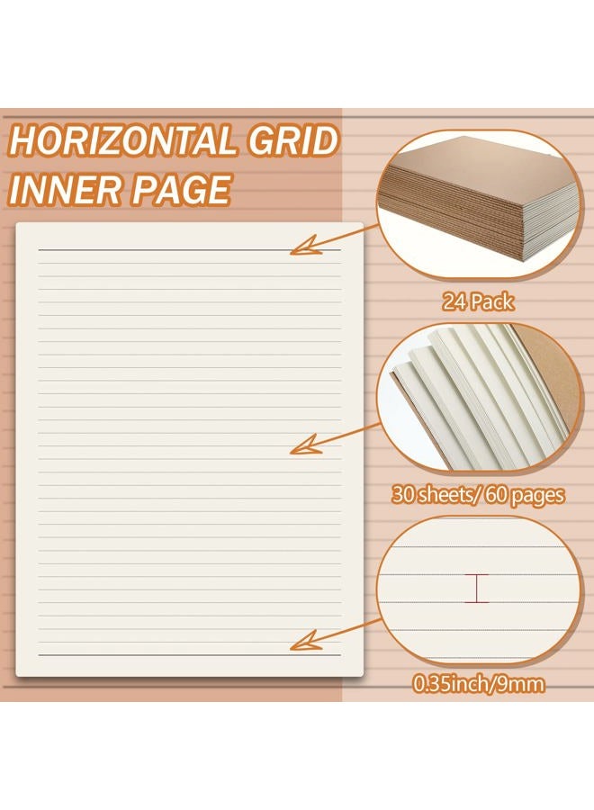 Lincia 24 Pack Kraft Notepads Bulk Thick Paper Notepad Set Kraft Brown cover 60 Pages Subject Journal Notebooks for Students Office School Notes Composition Writing Supplies, 8.27 x 11.22 inch(Lined) - Image 3