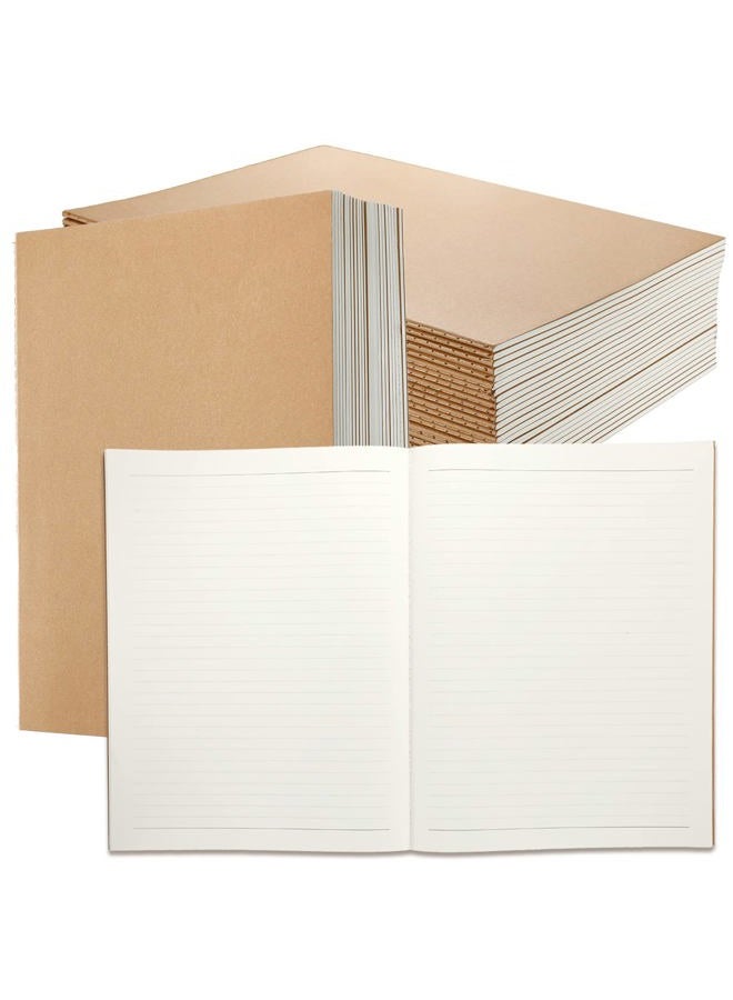 Lincia 24 Pack Kraft Notepads Bulk Thick Paper Notepad Set Kraft Brown cover 60 Pages Subject Journal Notebooks for Students Office School Notes Composition Writing Supplies, 8.27 x 11.22 inch(Lined) - Image 1