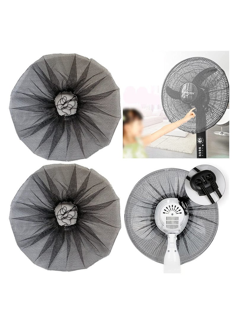 Excefore Fan Cover, 2 Pack 16" Washable Pedestal Fan Dustproof Cover, Protect Kid Children Baby Finger Net Mesh Fan Guard, Summer Home Fan Safety Dust Cover, for Parents of Toddlers (Black) - Image 1