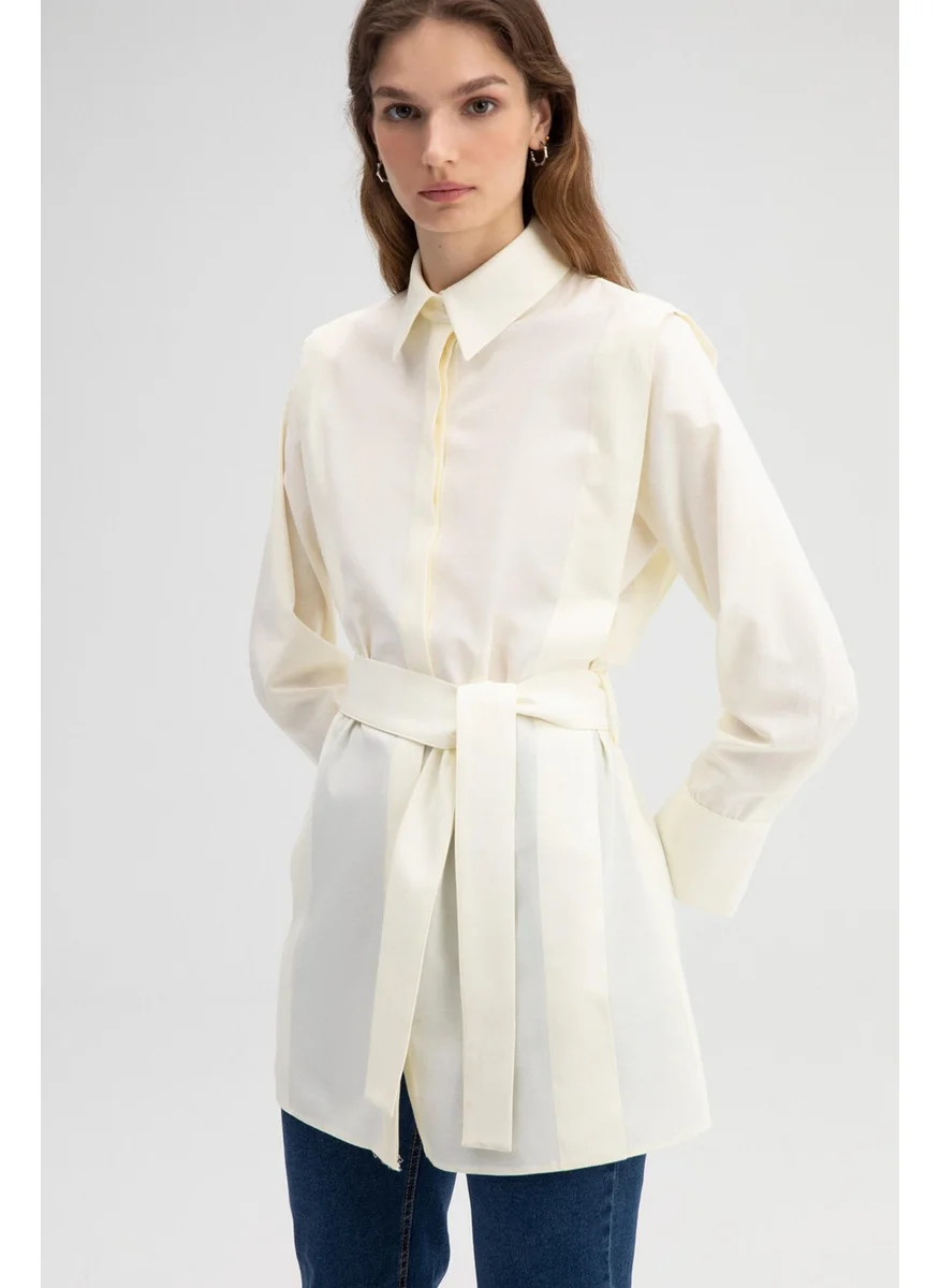 تاتشي Prive Belted Poplin Shirt Tunic