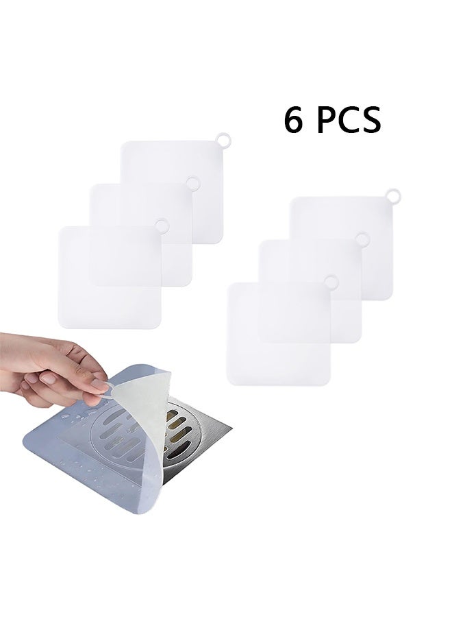 واي جيه 6 قطع أغطية تصريف سيليكون مقاس 15 × 15 سم ، مناسبة لأحواض الاستحمام والمطابخ والحمامات ، وحصائر منع رائحة المجاري ، وسدادات تصريف مزيلة للروائح الكريهة ، وسدادة رائحة التصريف بيضاء - Image 1