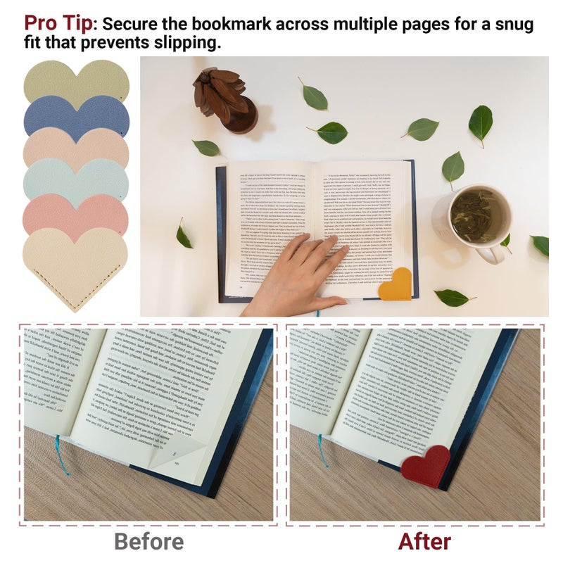 Yuoyar 30 Packs Leather Heart Book Marks for Reading Women - Cute Bookmarks for Book Lovers - Unique Gifts for Women (Solid Color) (Solid Color) - Image 2