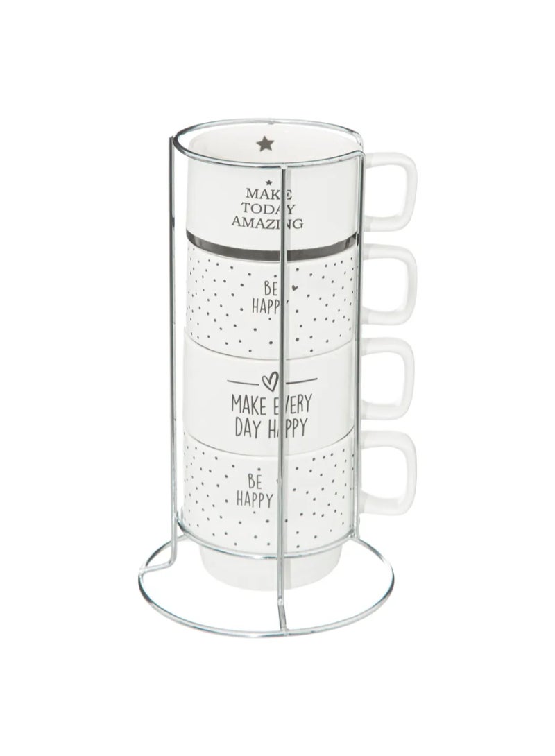 SG Sg Happy Mugs On Rack Set 220ml 5Pcs 