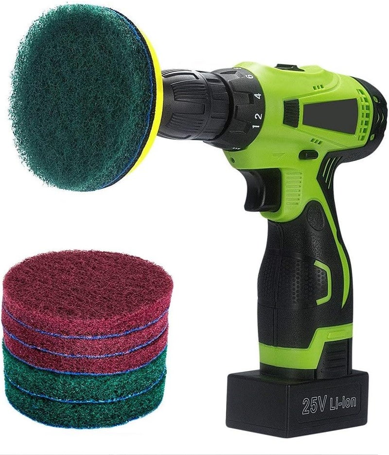 Kichwit 4 Inch Drill Power Brush Tile Scrubber Scouring Pads Cleaning Kit, Includes Attachment, Heavy Duty Household Cleaning Tool (Drill NOT Included) - Image 1