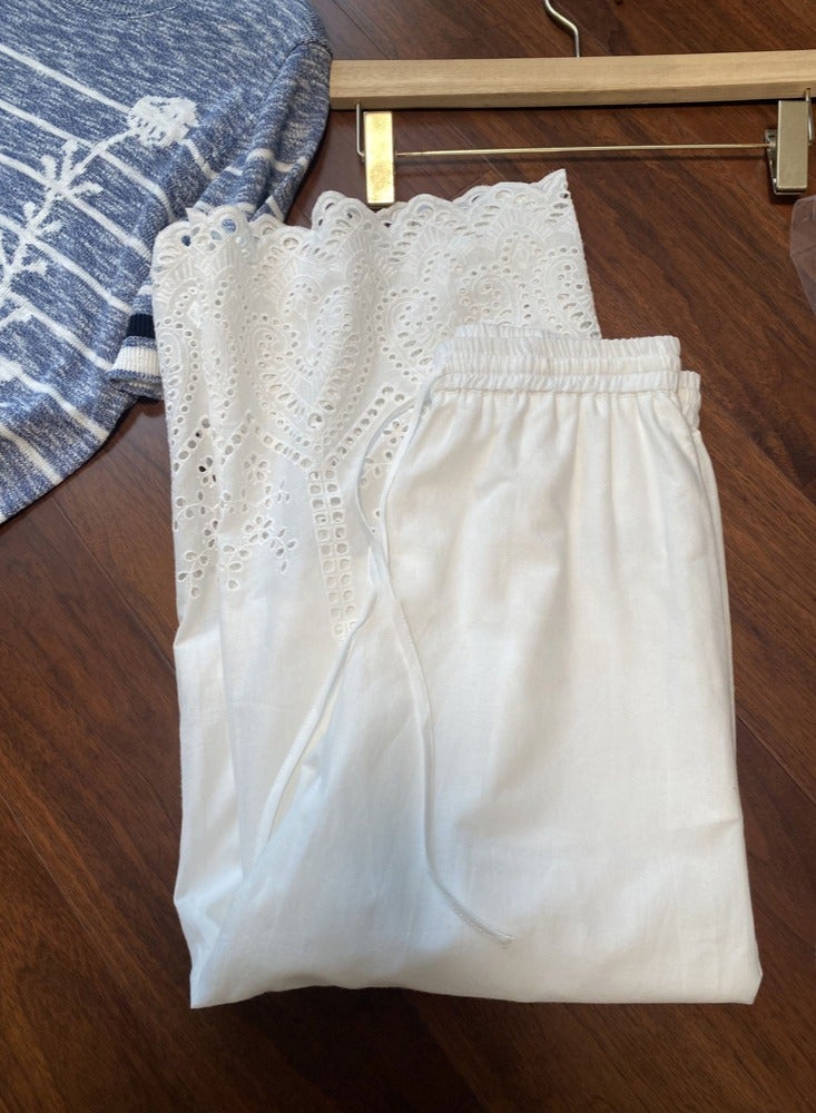 Madam Uniq Spring/Summer New Embroidered High-Waisted Straight-Leg Wide-Leg Casual Pants  - Image 5