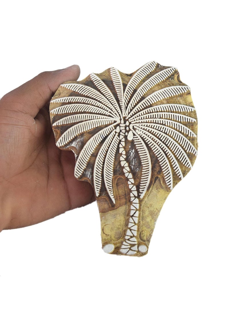 Global Art Global Art Tree Design Wooden Textile Printing Block Decorative Tree Pattern Stamp Hand Craved Printing Block Fabric Textile Printing Block i77165  - Image 5