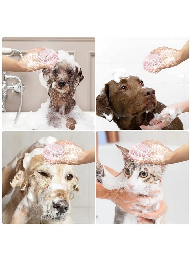 مجموعة فرشاة استحمام للكلاب والقطط مكونة من 3 قطع - فرشاة شامبو ناعمة من السيليكون للعناية بالحيوانات الأليفة، فرشاة استحمام تدليك مع موزع شامبو للكلاب والقطط - أداة استحمام لطيفة للعناية بالحيوانات الأليفة - Image 2