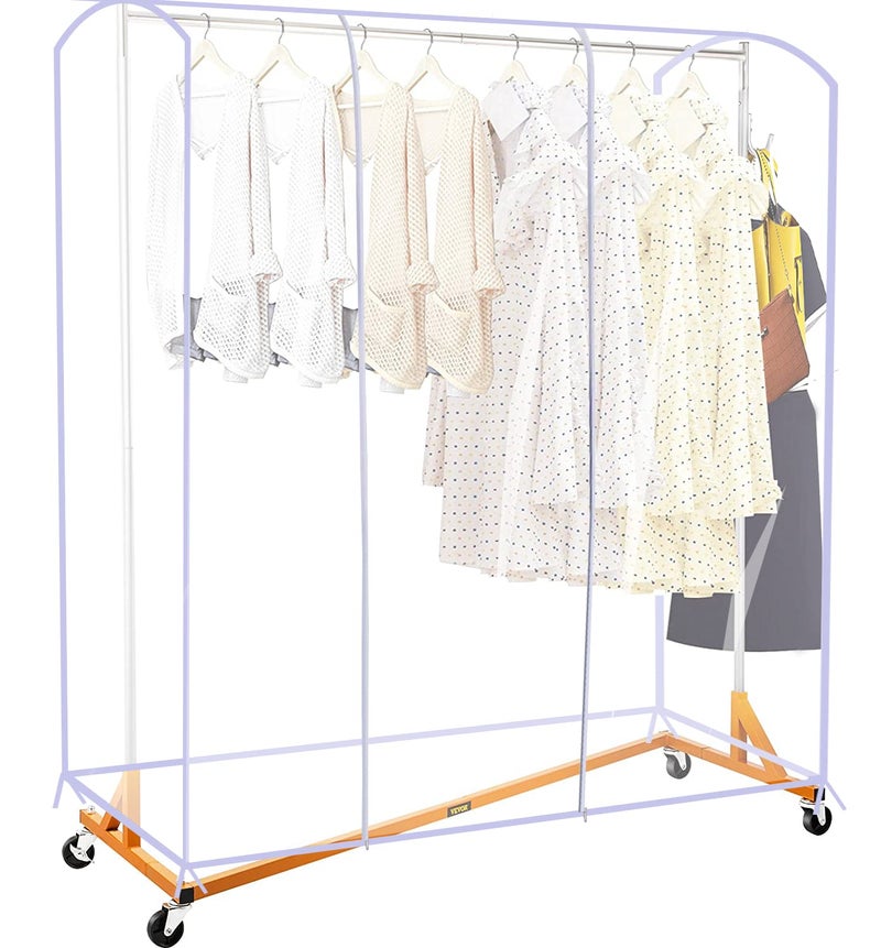 Ruibo Clear Garment Rack Cover Dustproof Clothes Rack Cover with 2 Durable Zipper/Clothing Waterproof Protector (L:71x20x60 inch) - Image 4