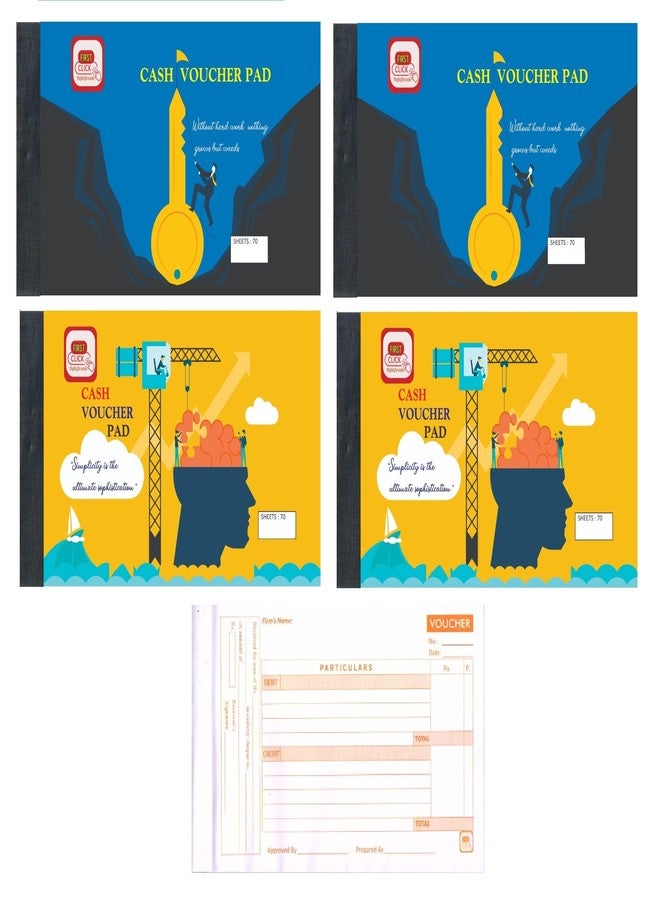 FIRST CLICK Advanced Cash Voucher Books Set of 4 Piece 70 Sheets (140 Pages Each Booklet) Size-14.2 x 22 x 0.6 cm - Image 1